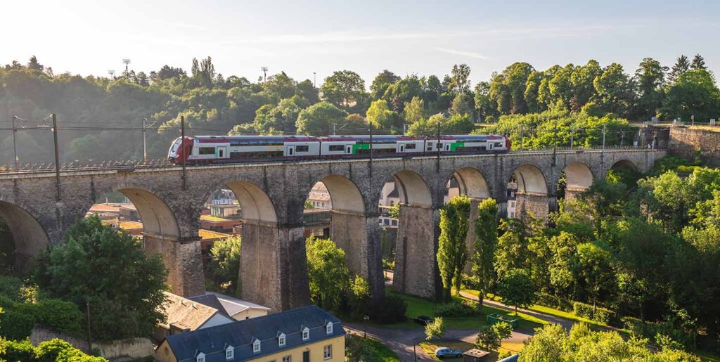 Train on the Passerelle, Luxembourg Viaduct, Luxembourg