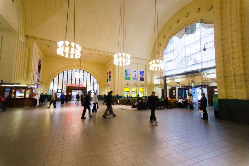 Interior of the Railway station in Helsinki.