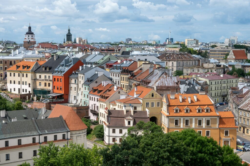 Aerial view of the city Lublin in Poland.